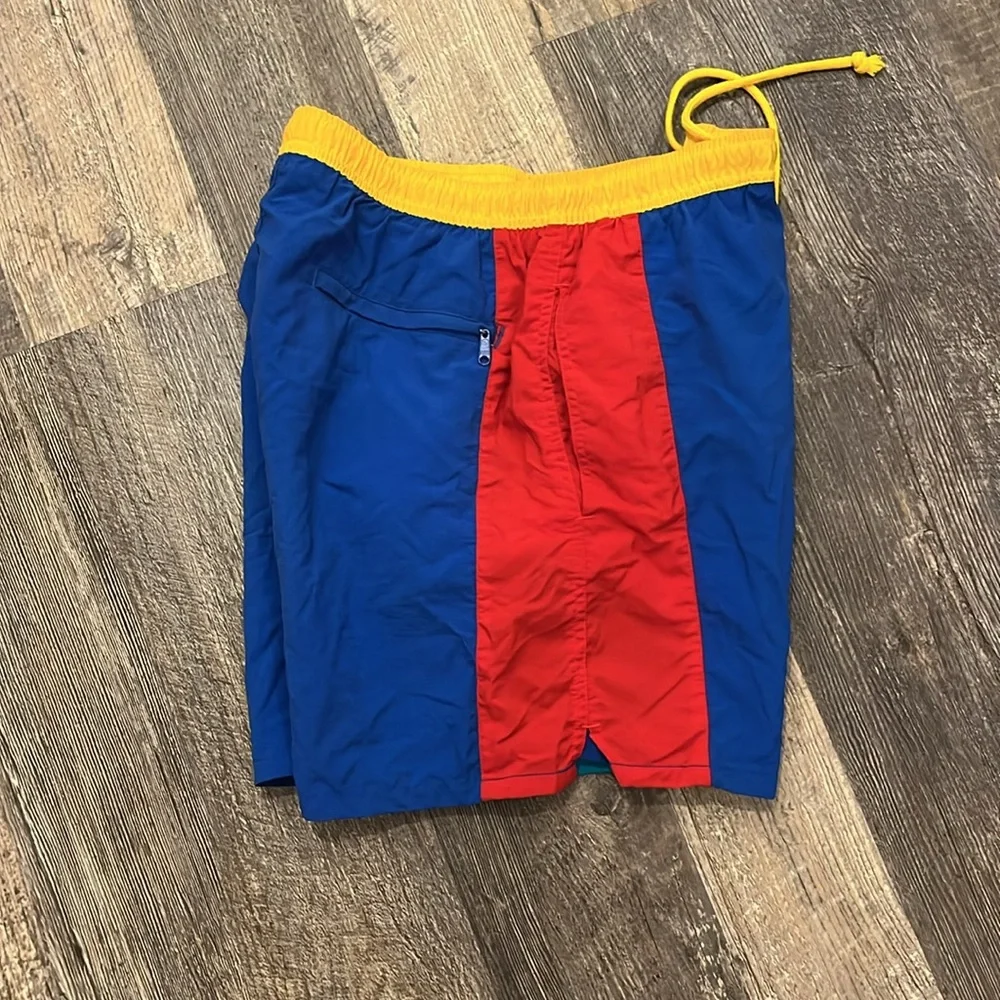 Vintage 1980s Hobie Colorblock Swim Trunks Shorts Men’s M Elastic Waist Nylon